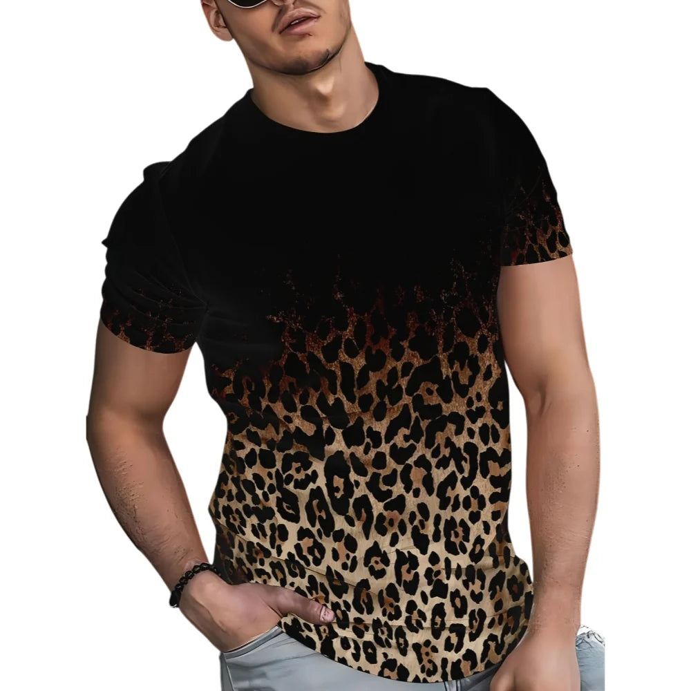 Men's T-Shirt with Diversified Leopard Print and Novel Patterns 3D Printed for Summer Street Fashion Daily Leisure and Sports