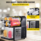 SucceBuy Commercial Slushy Machine 1x3L 2x3L Tank Frozen Drink Machine 24 Cups Stainless Steel Margarita Smoothie Frozen Drink