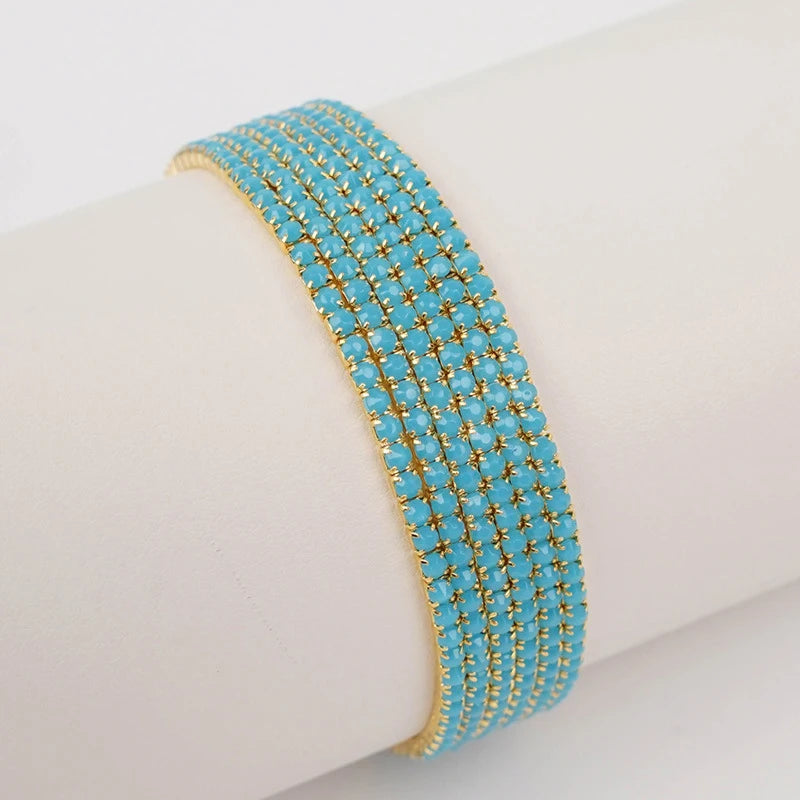 6pcs/set Fashion Acrylic Beads Elastic Bracelet For Women Stretch Stackable Gold Color Bracelets Wristband Daily Female Jewelry