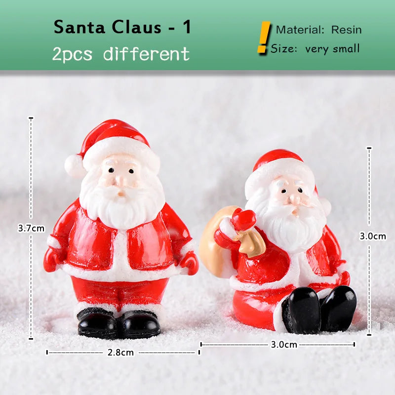 New Christmas Deer Santa Claus Sled Tree Snowman Figurine Doll House Home Decor Miniature Garden Decoration Accessories Modern