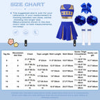 5Pcs Kids Girls Halloween Cheerleader Costume Outfit Uniform Set Cheerleading Dance Dress with Socks Pompom for Role Play Party