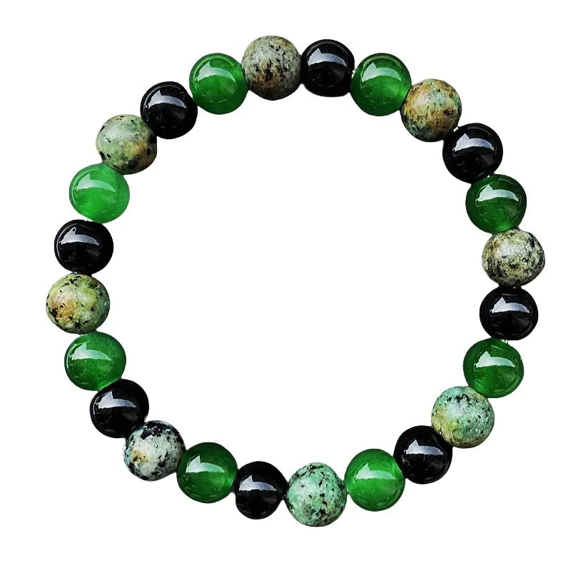 Fashionable 8mm Green Beaded Bracelet - Handmade Elastic Rope Bracelet - The Best Gift to Give