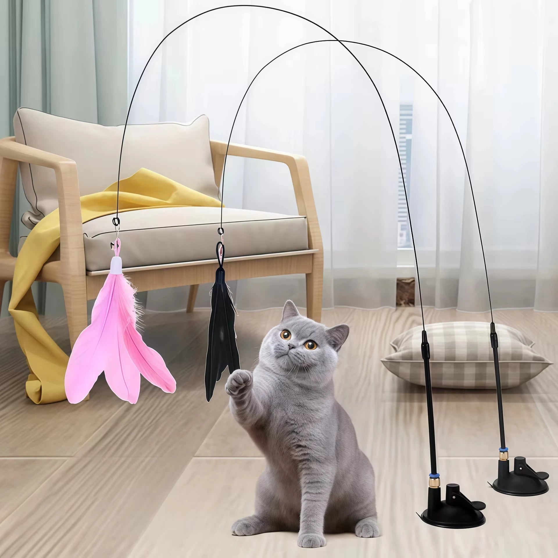 Pet Cat Toys Cute Funny Rainbow Strips Stick Cat Teaser Wand  Pet Toys for Cats Interactive Toys Cat Supplies Pet Products