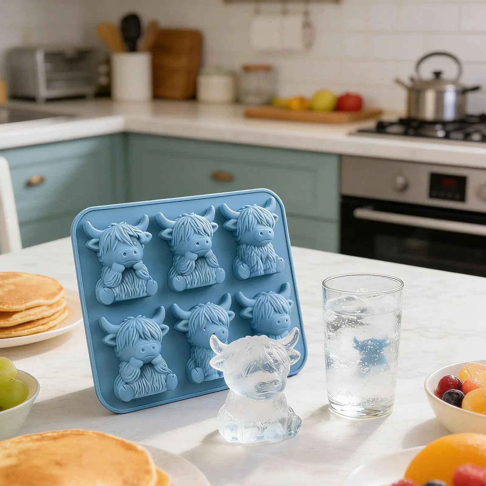 3D Highland Cow Ice Silicone Mold with 6 Cavity For DIY Whiskey Cocktails Beer Drinks For Home Kitchens Bars Jelly Tools