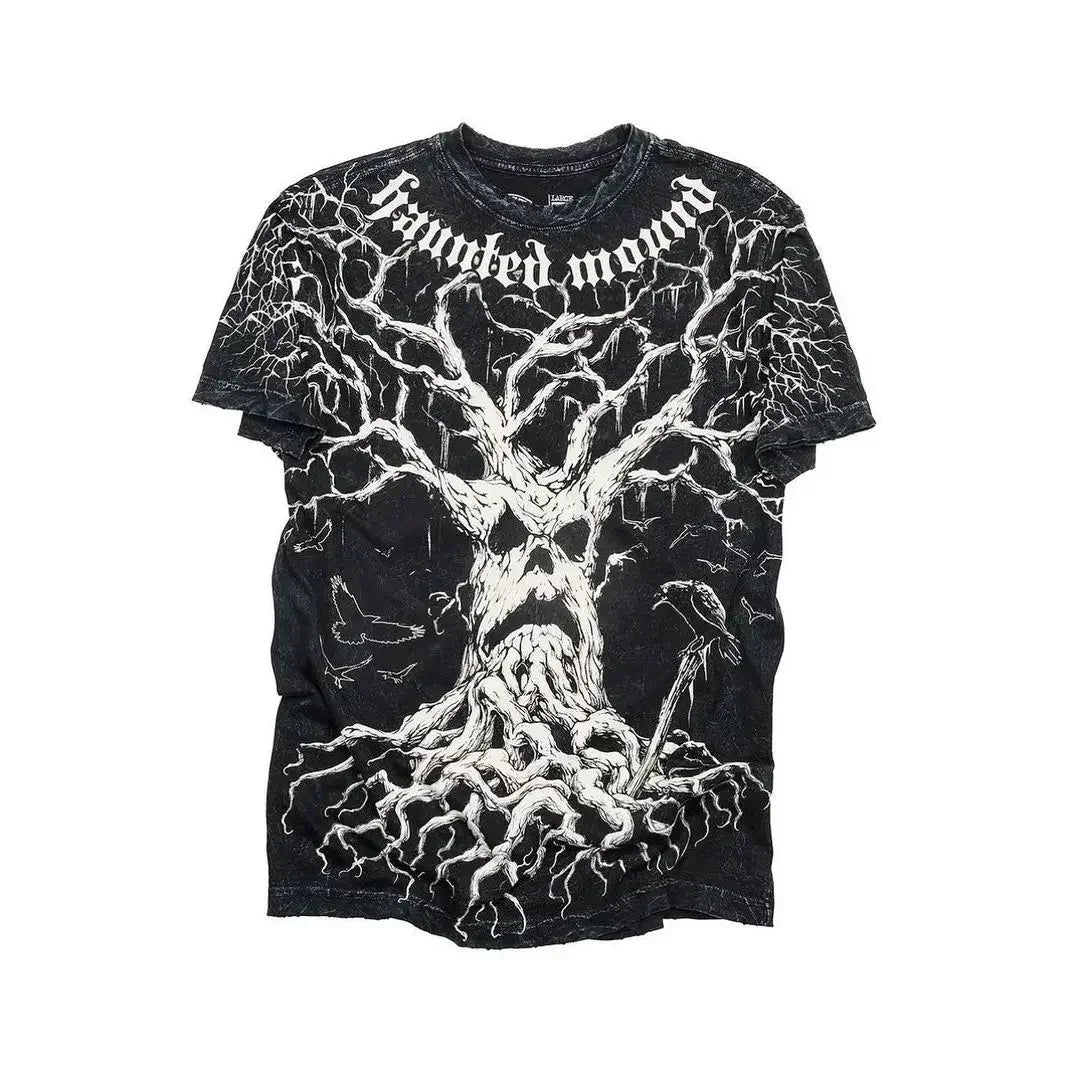 2000s affliction T-shirt Vintage Clothing Punk Hip Hop Graphic Print Oversized T shirt Men Round Neck Cotton Short Sleeve Tops
