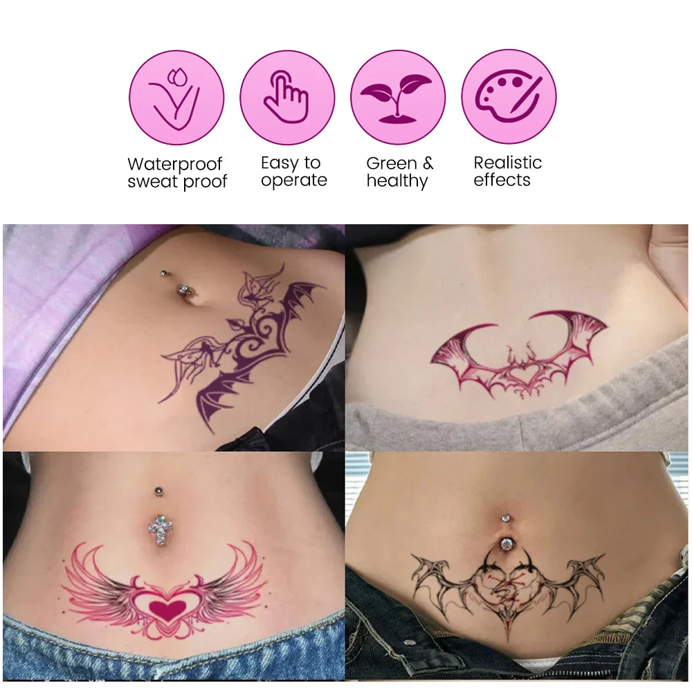 10 Pcs Glow in the Dark Succubus Temporary Tattoo Stickers Long-Lasting Waterproof Fake Tattoos for Women Suitable for Chest And