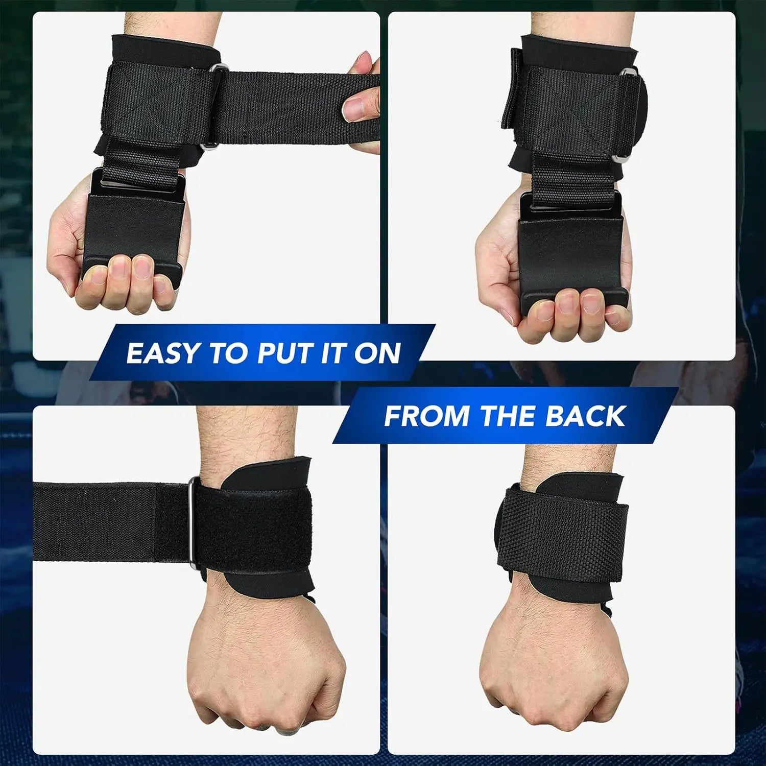 Fitness Weight Lifting Hooks for Men & Women (Pair), Weight Grips for Powerlifting, Gym Lifting Straps with Pull Up Hooks