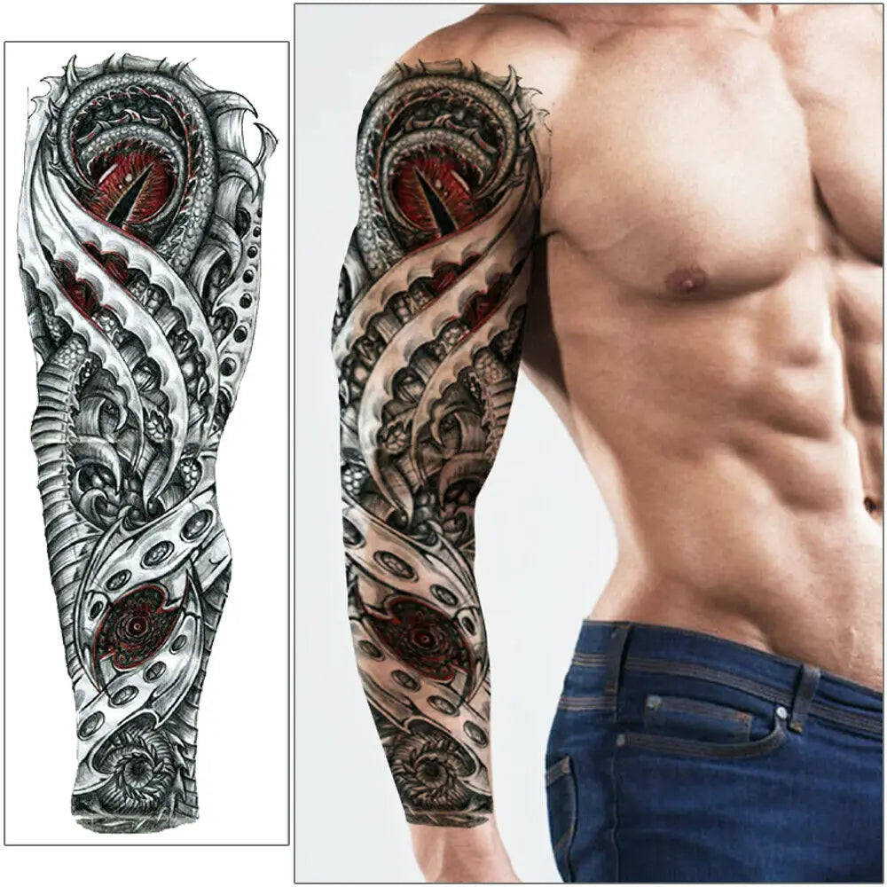 Waterproof Full Arm Temporary Tattoo Sticker Tiger Lion Wolf Eye For Man Women Body Art Sleeve Flash Fake Shoulder Tatoo