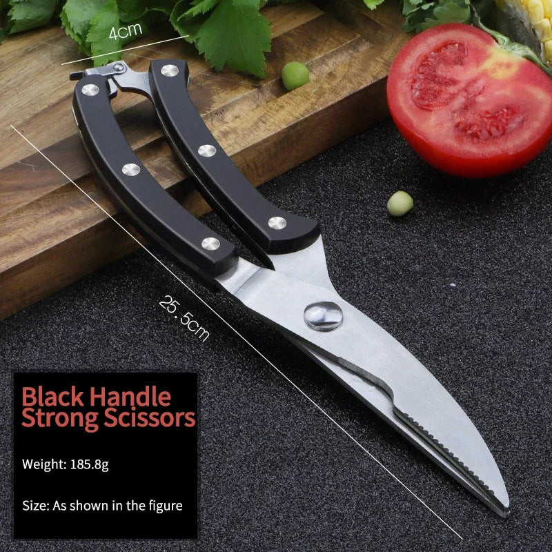 Stainless steel scissors Kitchen special multifunctional cutting food scissors Powerful sharp scissors for chicken bone barbecue