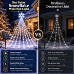 Christmas Snowflake Waterfall Lights Solar Powered 200/290LED 8 Modes Curtain Garland for Tree Window Garden Patio Holiday Decor