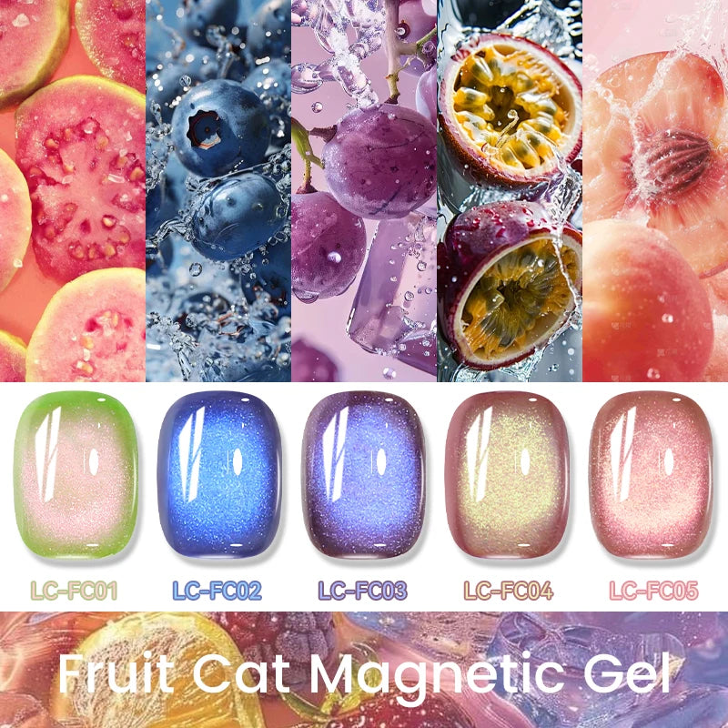LILYCUTE 7ml Fruit Grape Purple Cat Magnetic Gel Nail Polish Vernis Semi Permanent Soak Off Colorful Gel Polish Nails Supplies