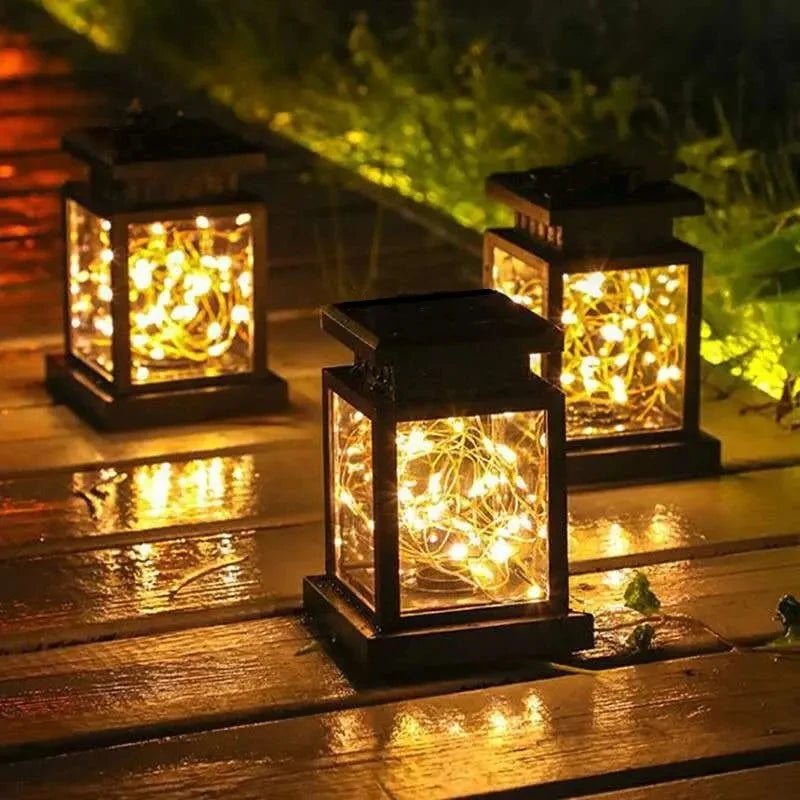 1pc Solar Lantern Outdoor Garden Hanging Lanterns Waterproof LED Mission Lights For Halloween Christmas Decorations