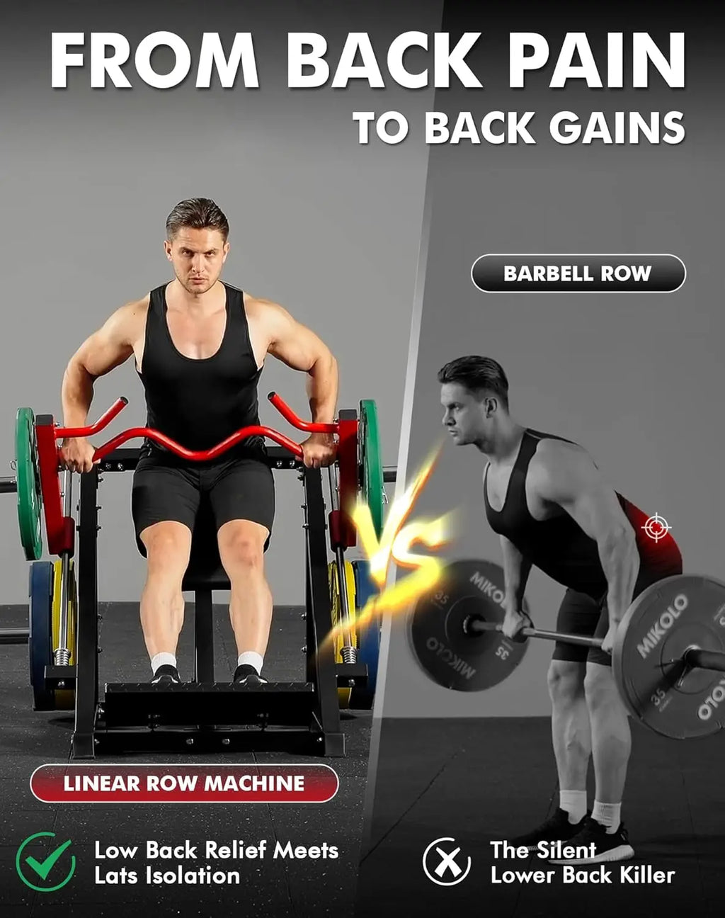 Plate-Loaded Linear Row Machine Smith Row Home Gym Back Trainer 200kg Capacity, Custom