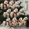 10pcs Elegant White Horse 2D Wooden Decorations Hanging on Christmas Trees As Christmas Decorations Xmas Party Best Giving Gifts