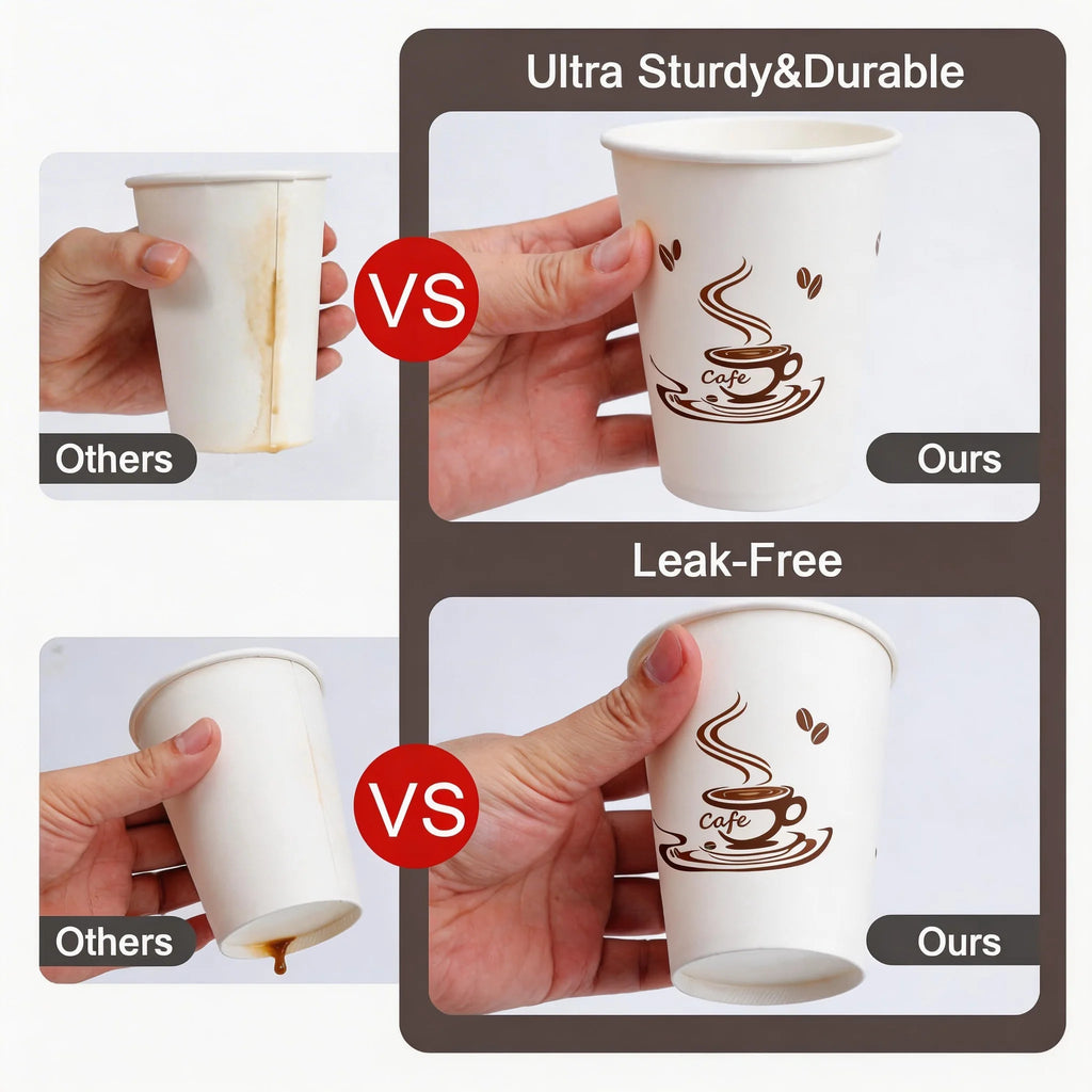 50/100/200PCS 9 oz Disposable Paper Cups for Hot & Cold Drinks – Leak-Proof Coffee Cups, Durable & Eco-Friendly, Ideal for Cafés, Restaurants, Offices, Home Use, Parties, and Everyday Beverage Serving