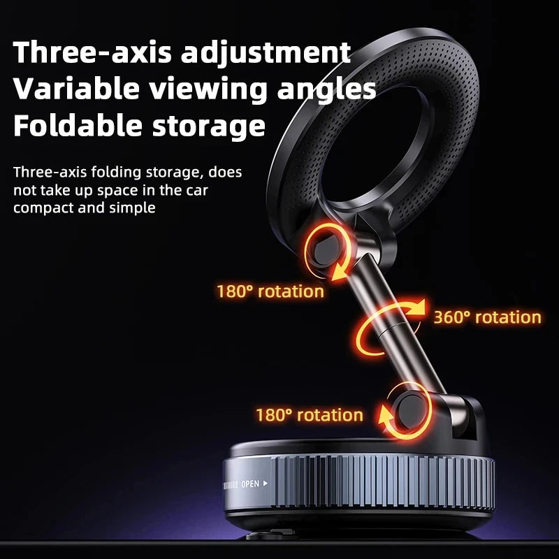 For Magsafe Car Phone Holder Suction Cup Vacuum Magnetic Phone Stand 360° rotatable and Foldable Suction Cup Phone Holder New