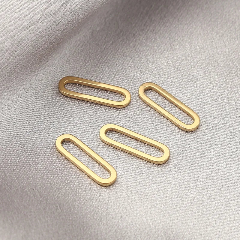 30pcs Stainless Steel 6*20mm Rectangle Oval Charms Connectors for DIY Jewelry Bracelets Necklaces Earrings Making Accessories