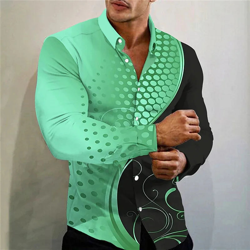 Men's Long Sleeve Shirt Fashion New Lapel Button Casual Outdoor Party Comfortable Soft Material Purple Gold Black 2023 Plus Size