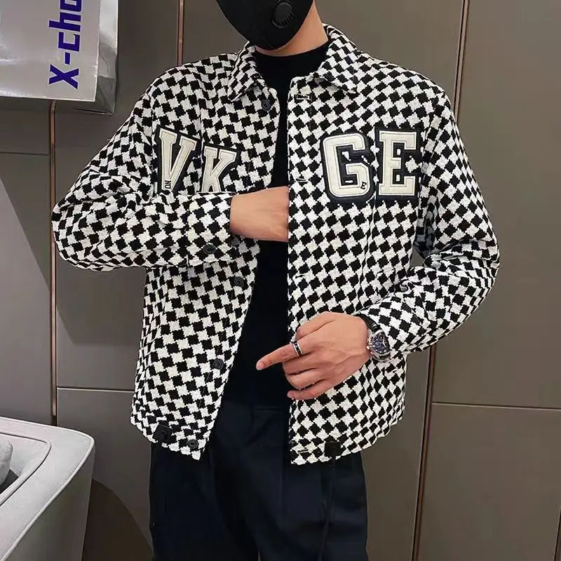Men's Casual Jacket Spring Autumn Button Lapel Work Coat New plaid Multi-pocket Tops Men Fashion High Quality
