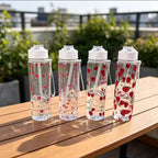750ML Cute Strawberry Floral Cherry Bow Tumbler One-Button Pop-Up Lid Straw Cup with Handle for Travel Sports Leak-Proof Bottle