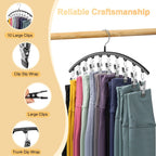 1pc Curved Shape Hanger, Metal Yoga Pants Hangers, Organizer For Closet, Pants Hanger With 10 Clothespins, Holds 10 Leggings