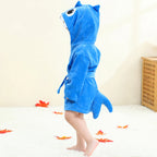 MICHLEY Shark Dinosaur Hooded Baby Bathrobe Cotton Soft Infant Bath Towel Robe Pajamas Solid For Kids Boy Girl Children 1-5T