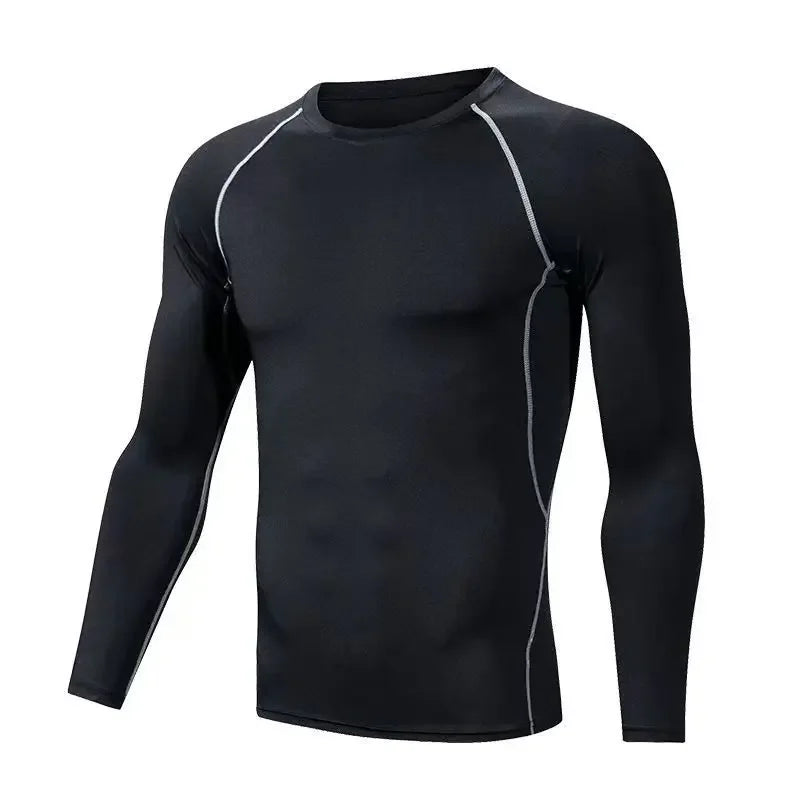 1/3 piece set of men's tight fitting sportswear, long sleeved fitness running top, cool and fast drying sports base shirt