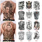 Waterproof Large Full Back Chest Tattoo Big Tattoo Stickers Fish Wolf Tiger Dragon Fairy Temporary Flash Tattoos Cool Men Women