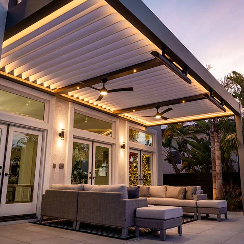 4X6 Pergola Roller Shutter And LED Light Waterproof Outdoor Pergola Garden Gazebo Aluminium Pergola