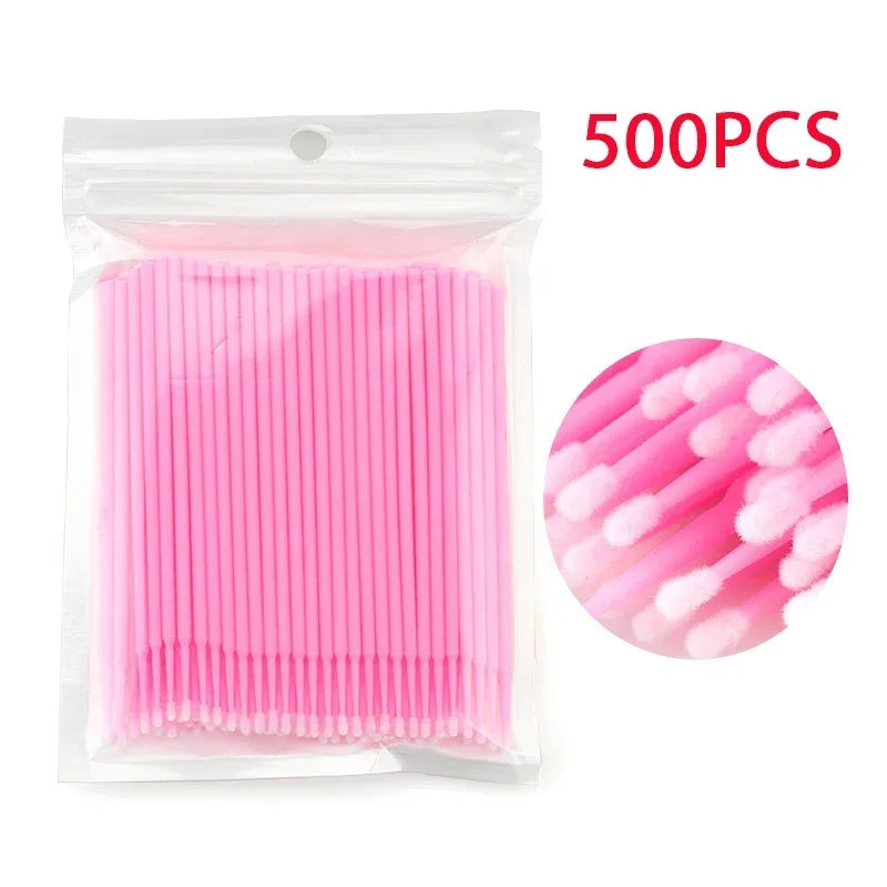 500/1000PCS  Eyelash Brushes Cotton Swab Micro Individual Eyelashes Microbrush Removing Cleaning Lash Extensions Accessori