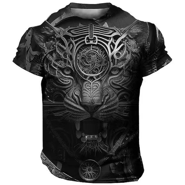Oversized T Shirt Man 3D Tiger Print Tees Tops Summer Casual Mens Animal Pattern T Shirt Streetwear Quick Dry Fashion Clothes