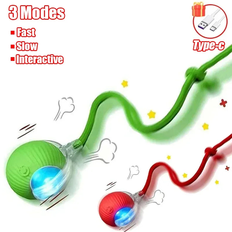 Cat Interactive Ball Toy, Automatic Rolling Ball with Tail, Rechargeable Smart Pet Interactive Toy, Intelligent Mouse for Cat