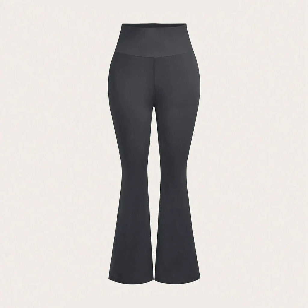 Women High-waisted Dark Gray Flared Pants Hip-lifting, Spring Style Size-matched Slim-fit Pants Summer Casual Sports Pants