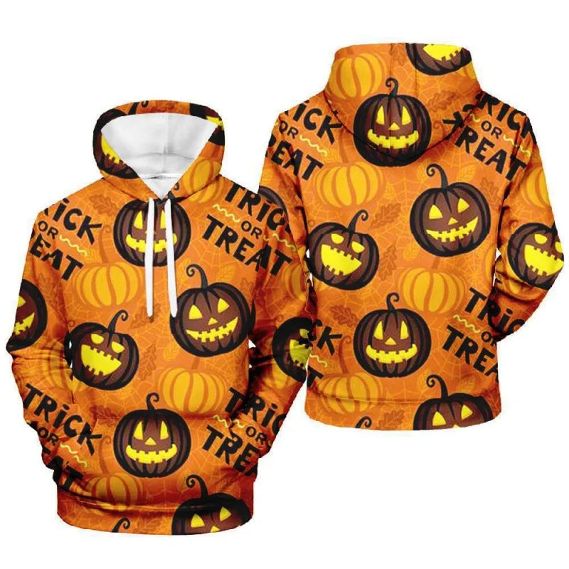 3D Print Halloween Pumpkin Hoodie For Men Spider Ghost Pattern Long Sleeve Top Casual Sweatshirt Harajuku Pullover Loose Hoodies