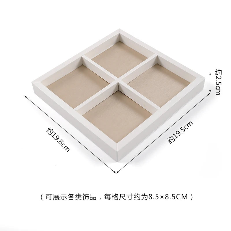 Champagne Leather Jewelry Set for Earrings Rings Display Stand Storage Organizer for Fashion Women Bracelets Necklaces Tray