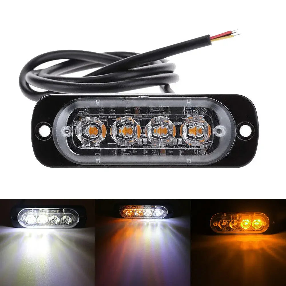 Car 4LED Strobe Light For Car 12V 24V Emergency Signal Lamps Strobe Warning Light Auto Truck Flashing Lighting