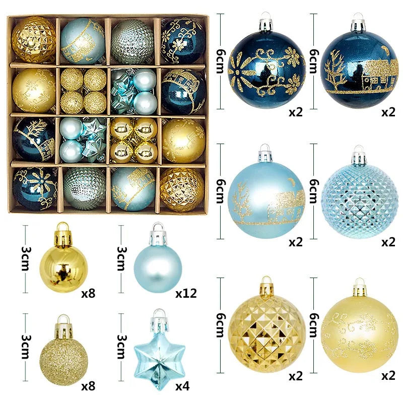 44Pcs 3-6CM Christmas Ball Merry Christmas Tree Topper Decoration for Home Decor Holiday New Year 2026 Navidad Gifts Supplies