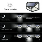 1~12PCS 100 LED Solar Wall Lamp 4 Sides Luminous With Motion Sensor Outdoor Garden Courtyard Waterproof Wall Light