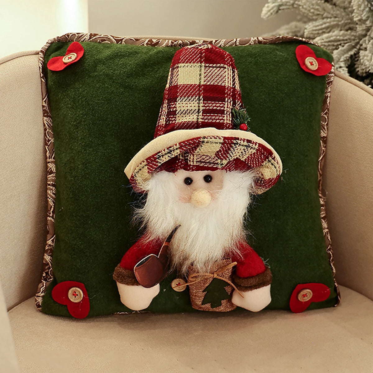 Christmas 3D Cushion Cover Snowman Santa Elk Pattern Pillowcase Sofa Cushion Covers for Home 2026 New Year Christmas Decorations