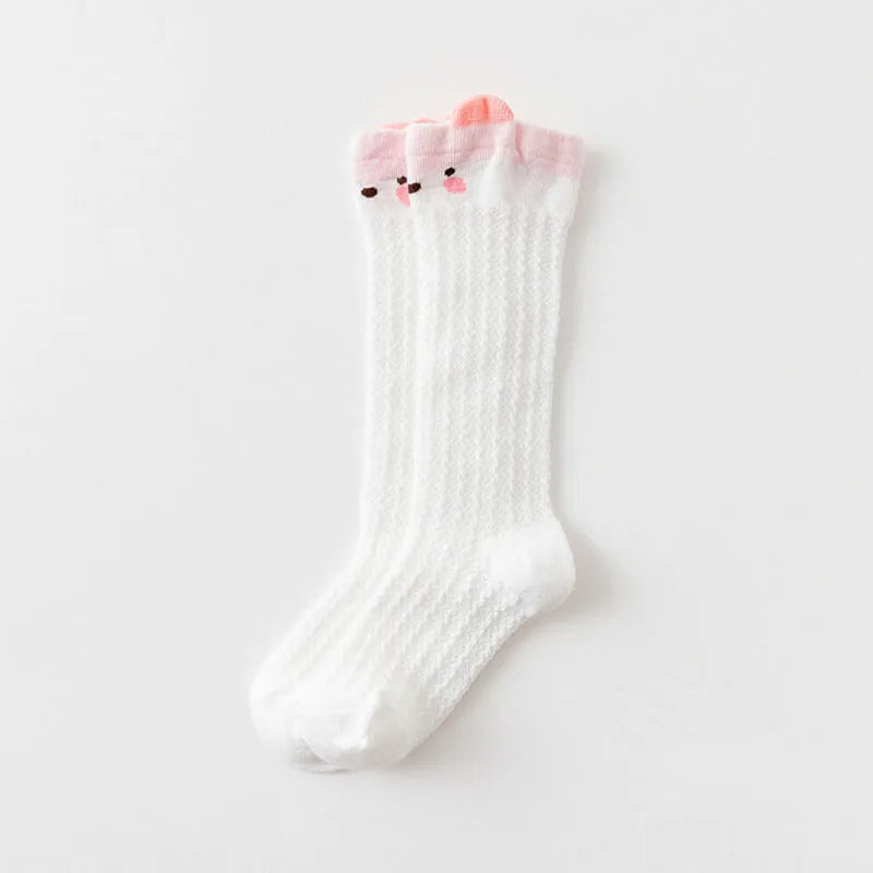 Summer Baby Socks Outdoor Anti-mosquito Newborn Infant Mesh Knee High Socks Cute Animal Cotton Breathable Kids Long Socks