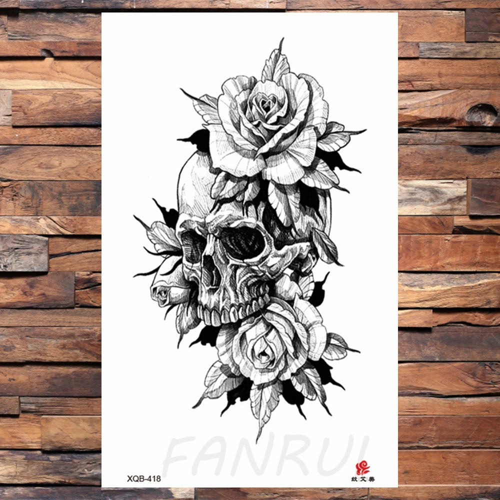 Watercolor Rose Flower Temporary Tattoo For Women Kids Girls Cherry Fake Tattoos Sticker Sexy Lotus Henna Waterproof Tatoo Waist