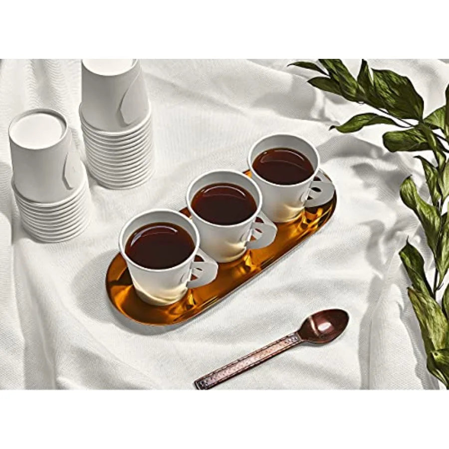 Premium Espresso White Paper Cups with Handles - 4 oz 50 Pack - Elegant, Eco-Friendly and Perfect for Creamy Coffee Moments
