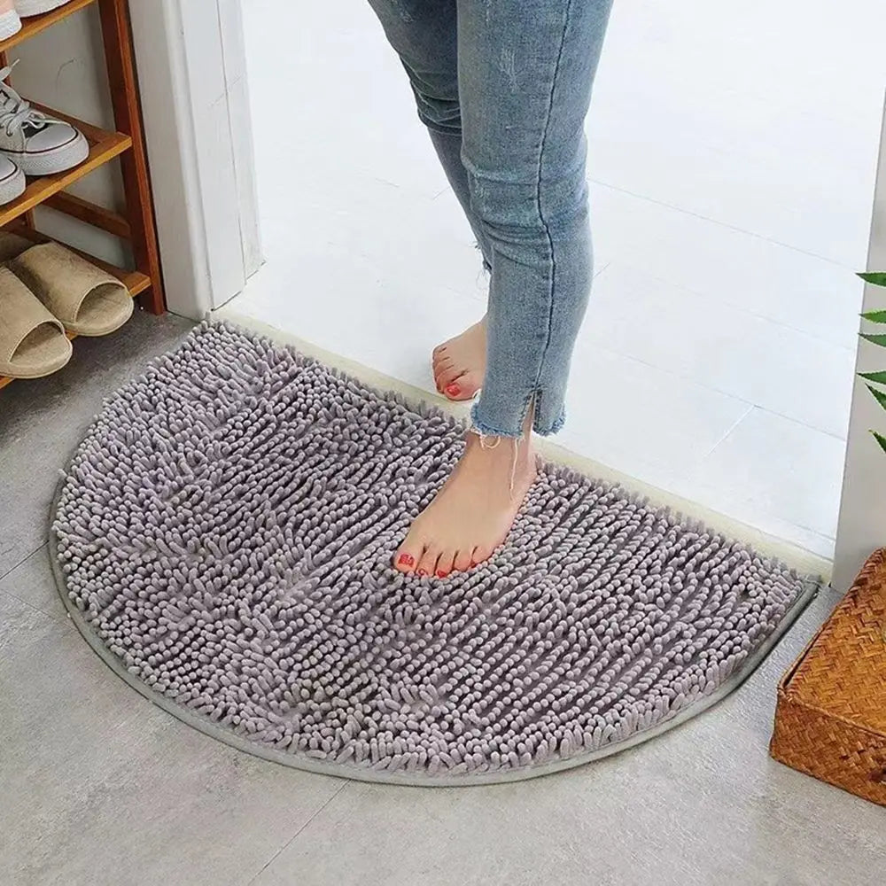 Semicircular Pet Mat Non Slip Water Absorbent Chenille Bath Mat Floor Carpet Shower Rug