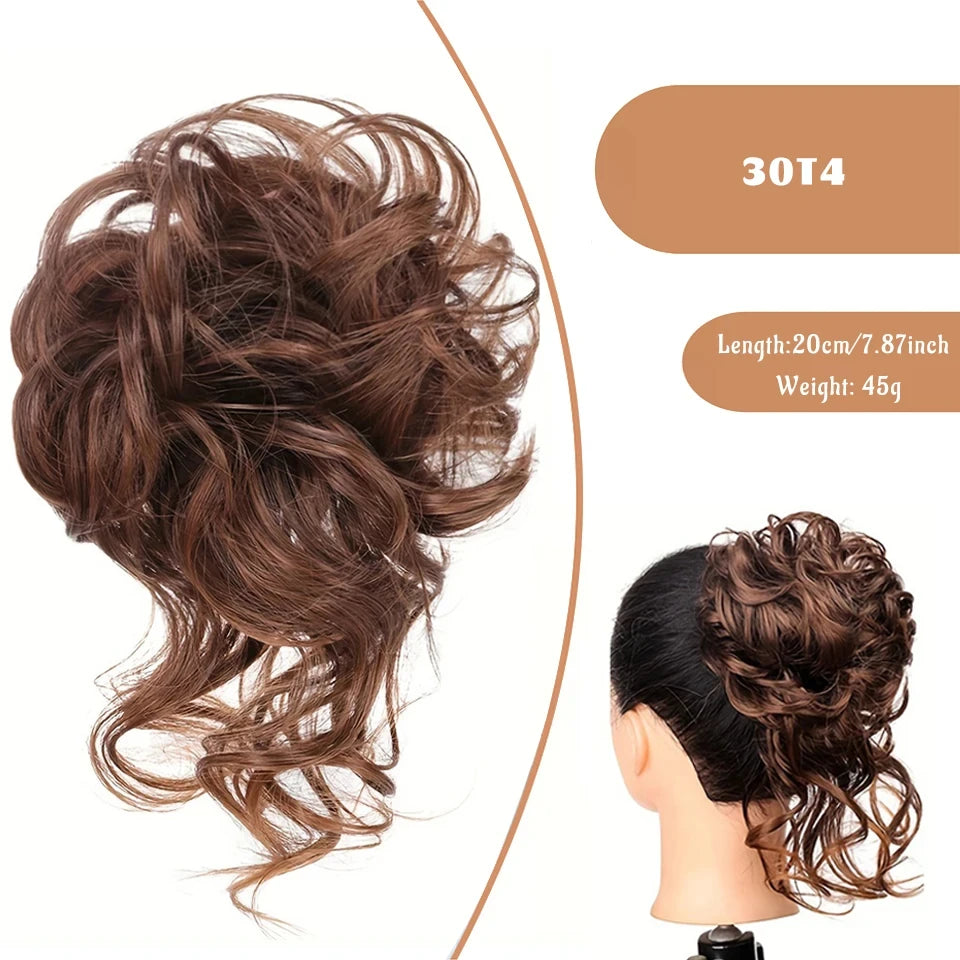 OLACA Synthetic Hair Bun Bands Blonde Black Messy Curly Chignon Donut Updo Scrunchies Fake Hair Pieces For Women Hair Extensions