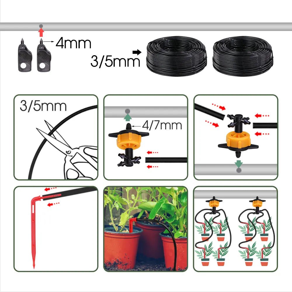 2L 4L 8L Dripper Irrigation 3/5mm Hose 2/4-Way Connector Water Splitter Emitter Drip Arrow Micro Drip System Garden Accesorries