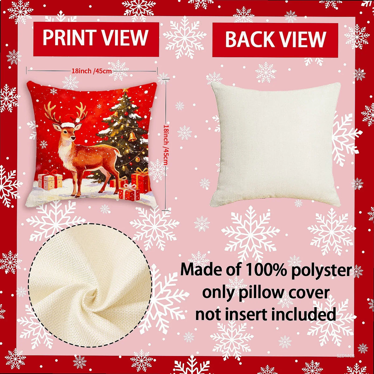 2026 Christmas Pillowcase Grey Red Cartoon Santa Snowman Elk Sofa Cushion Cover Home Bed Car Decor Merry Christmas 45cm X 45cm