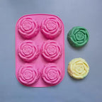 1pc 6 Hole Silicone Rose Cake Mold Rose Soap Molds Non-Stick Handmade Candle Mould Muffin Candy DIY Baking Tray Jelly Tool