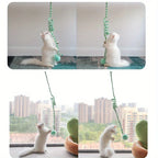 Interactive Cat Hanging  Simulation Cat  Funny Self-hey Interactive  for Kitten Playing Teaser Wand Toy Cat with bell