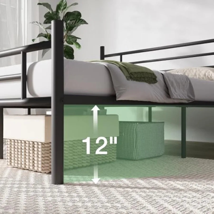 Full Size Bed Frame with Headboard and Footboard, 14 Inch Metal Platform Bed Frame, Under Bed Storage, Strong Metal Slats Support, Mattress Foundation No Box Spring Needed