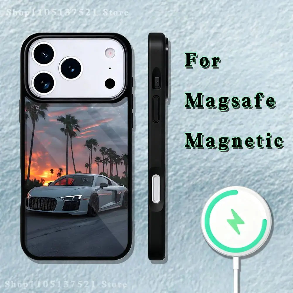 Super cool A-Audi-i car Phone Case  For iPhone 17,16,15,14,13,12,11,Pro,Max,Plus,Mini,SE4,E Magnetic Magsafe Wireless Charging